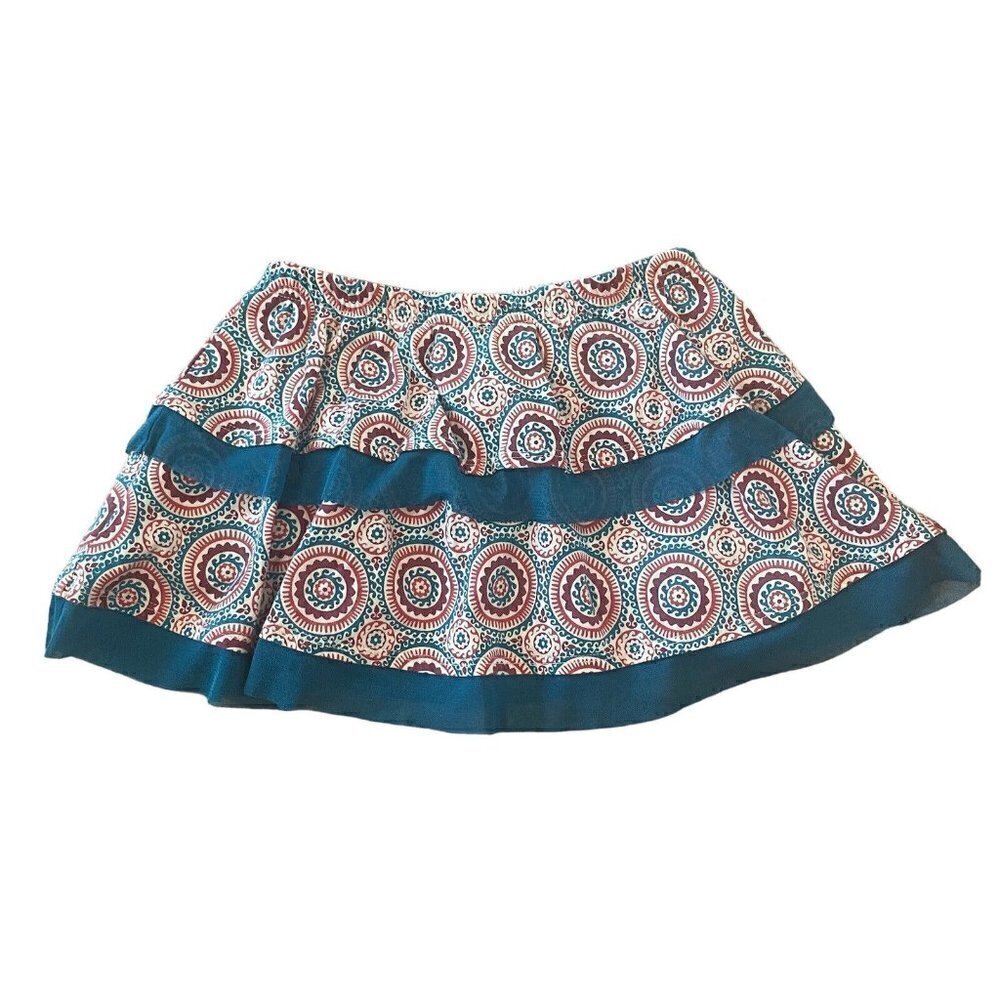 Garnet Hill Kids Girls Skirt Small Layered Tutu Tulle Blue Medallions School